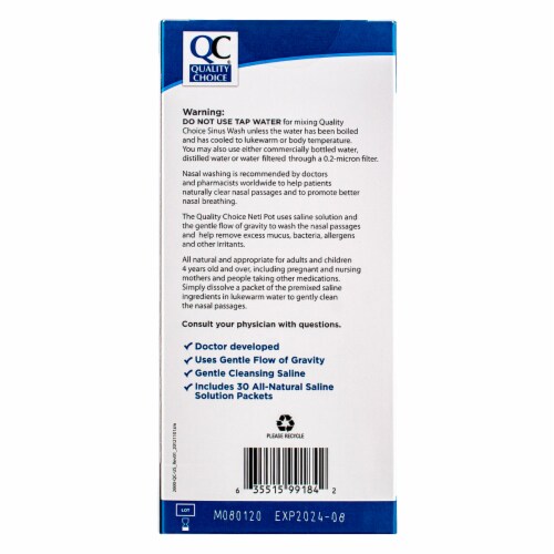 Quality Choice Neti Pot Nasal Rinse Kit, 30 Ct Perspective: bottom