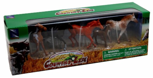 Country Life Farm Animal Set, Five Horses With/Without Saddles (05593F) Perspective: bottom