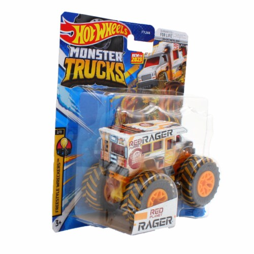 Hot Wheels Monster Trucks 1:64 Scale Red Planet Rager Includes Connect and Crash Car Perspective: bottom