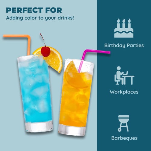 Jacent Individually Wrapped Plastic Neon Flex Drinking Straws: Perspective: bottom