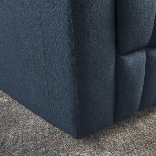 Everette Tufted Navy Blue Fabric Power Recliner with Arm Storage and USB Cord Perspective: bottom