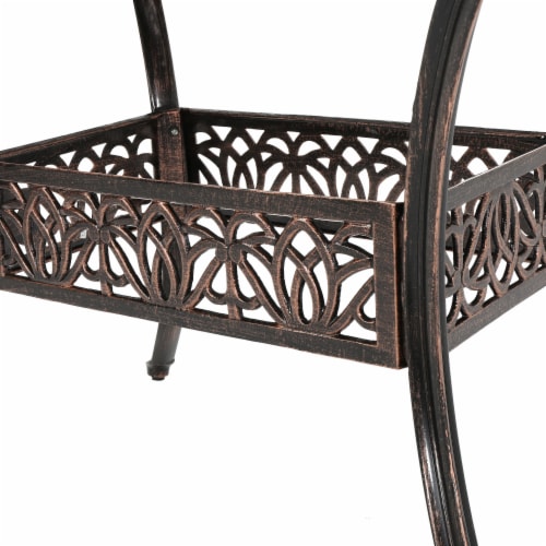 Jameson Home Haitian Outdoor Cast Aluminum Oval Dining Table Perspective: bottom