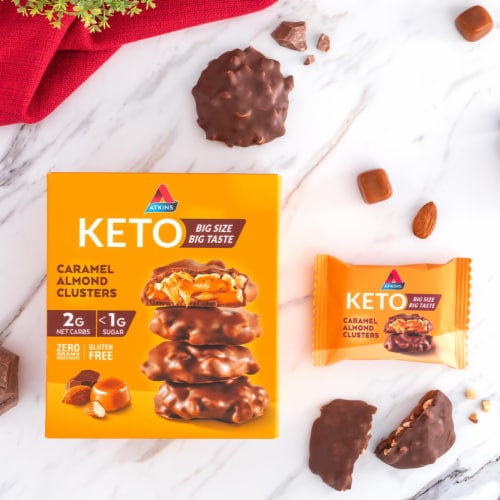 Atkins Caramel Almond Clusters - Low Sugar Keto Candy Perspective: bottom
