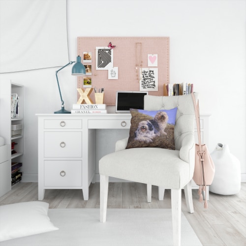 Old English Sheepdogs by Michael Herring Fabric Decorative Pillow Perspective: bottom