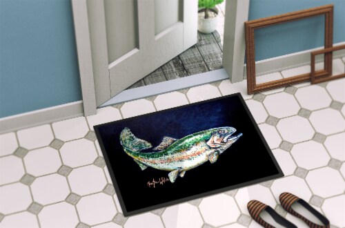 Carolines Treasures MW1213MAT Deep Blue Rainbow Trout Doormat 18x27 Perspective: bottom