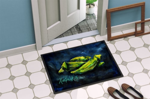 Carolines Treasures MW1229MAT Okra Bleu Doormat 18x27 Perspective: bottom
