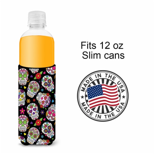 Carolines Treasures BB5116MUK Day of the Dead Black Ultra Hugger for slim cans Perspective: bottom