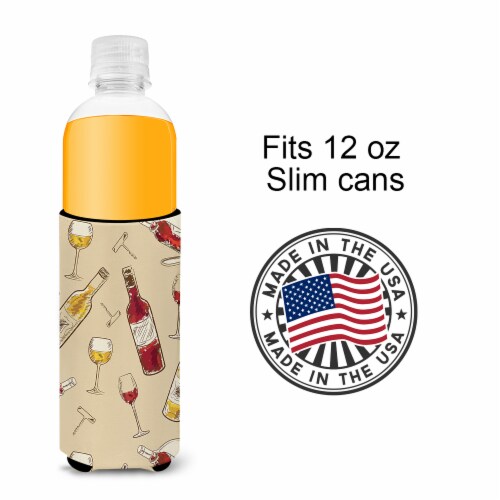Carolines Treasures BB5196MUK Red and White Wine Ultra Hugger for slim cans Perspective: bottom