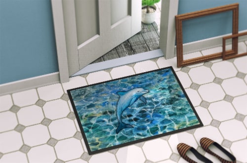 Carolines Treasures BB5356MAT Dolphin Doormat 18x27 Perspective: bottom