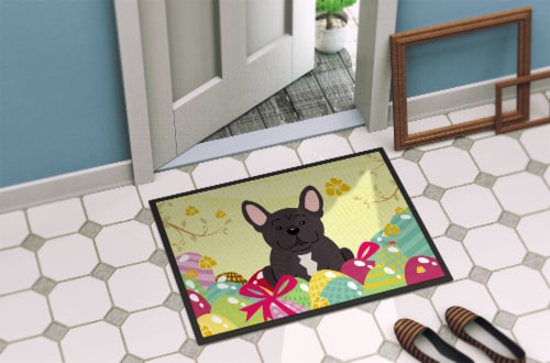 Easter Eggs French Bulldog Brindle Indoor or Outdoor Mat 18x27 Perspective: bottom