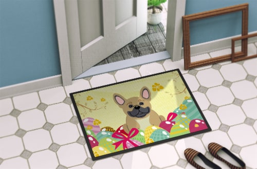 Easter Eggs French Bulldog Cream Indoor or Outdoor Mat 18x27 Perspective: bottom
