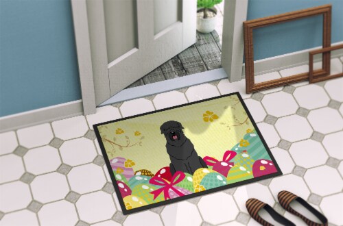 Easter Eggs Black Russian Terrier Indoor or Outdoor Mat 18x27 Perspective: bottom