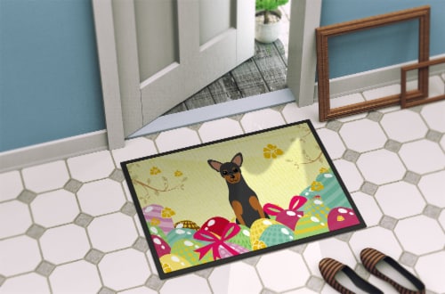 Carolines Treasures BB6028MAT Easter Eggs Manchester Terrier Doormat 18x27 Perspective: bottom