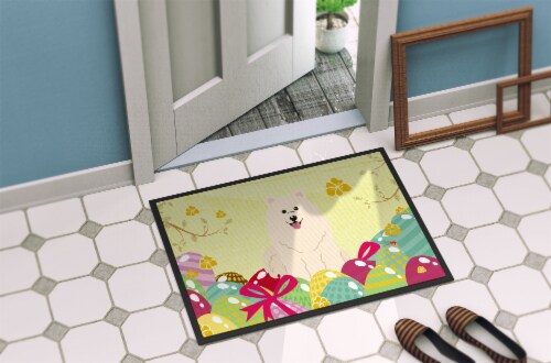 Carolines Treasures BB6030MAT Easter Eggs Samoyed Doormat 18x27 Perspective: bottom
