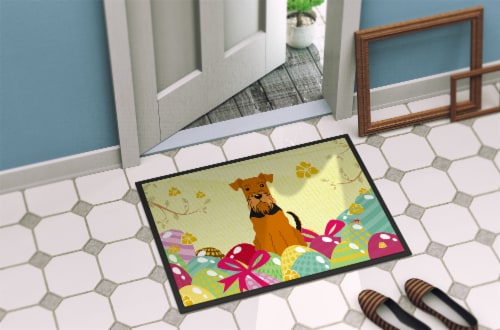 Carolines Treasures  BB6041MAT Easter Eggs Airedale Indoor or Outdoor Mat 18x27 Perspective: bottom