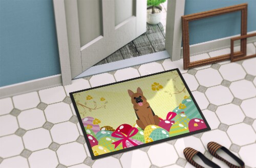 Carolines Treasures BB6067MAT Easter Eggs German Shepherd Doormat 18x27 Perspective: bottom