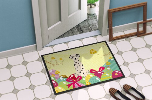 Carolines Treasures BB6097MAT Easter Eggs Dalmatian Doormat 18x27 Perspective: bottom