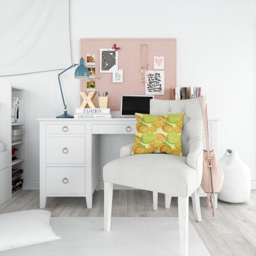Watercolor Limes and Oranges Citrus Fabric Decorative Pillow Perspective: bottom