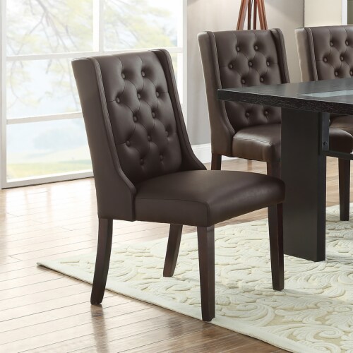 Leather button back dining chairs cheap
