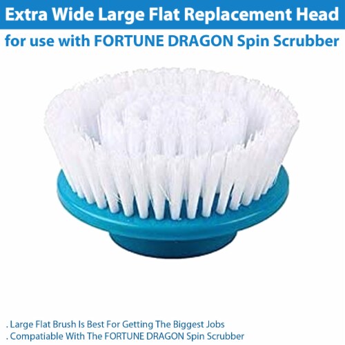Extra Wide Large Flat Replacement Head for use with FORTUNE DRAGON Spin Scrubber Perspective: bottom