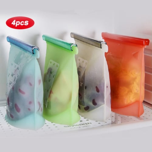 Silicone Reusable Food Saver Bags 4 Cups - Airtight Leakproof