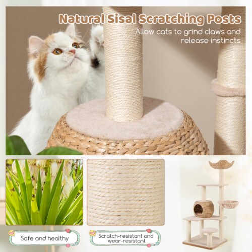 Slickblue 5-Layer Climbing Cat Tree with Sisal Scratching Posts and Washable Cushions Perspective: bottom