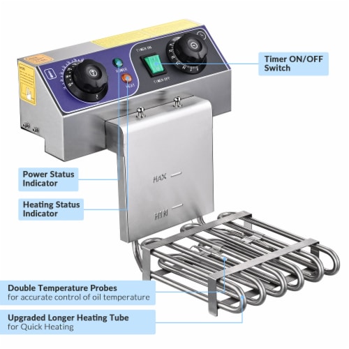 2500W 12L Commercial Electric Deep Fryer Single Tank Stainless