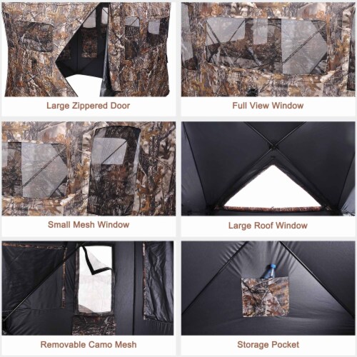 Yescom Pop Up Hunting Ground Blind Real Tree Camo Tent Hunt Turkey Deer Extra Large Hub Perspective: bottom