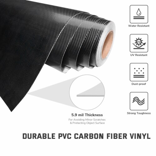 5' x 100' 4D Carbon Fiber Vinyl Wrap Rolls for Vehicle Motorcycle Sticker Black Perspective: bottom