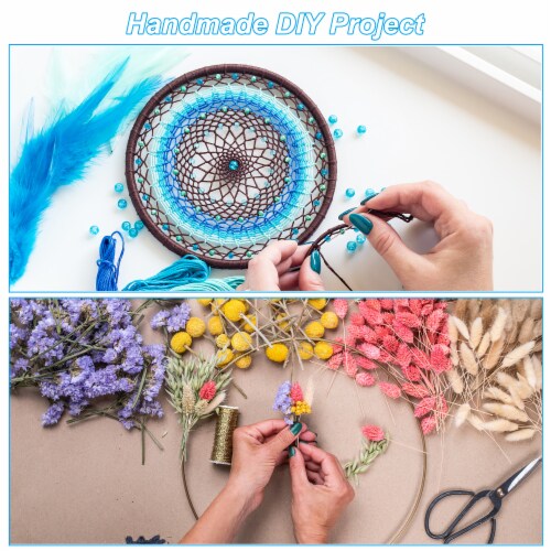 PATIKIL 10pcs Dream Catcher Rings, Metal Macrame Wreath Floral Round Ring Hoop Perspective: bottom