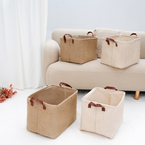 uxcell Fabric Storage Organizer Cube Bin with Handles Perspective: bottom