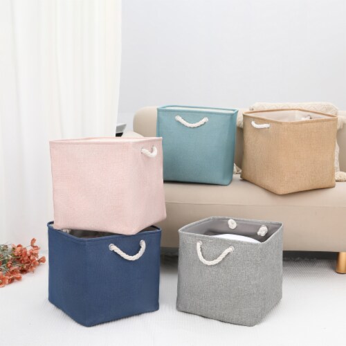 uxcell Square Fabric Collapsible Storage Basket Bin with Handle Perspective: bottom