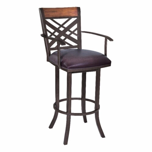 Tahiti 30" Arm Barstool in Auburn Bay finish with Brown Pu upholstery Perspective: bottom