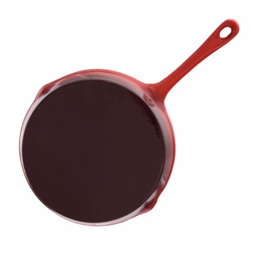 Hamilton Beach 10 Inch Enameled Coated Solid Cast Iron Frying Pan Skillet, Red Perspective: bottom