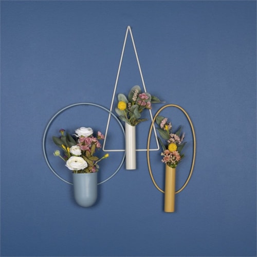 Stratton Home Decor Round Wall Planter in Blue Perspective: bottom