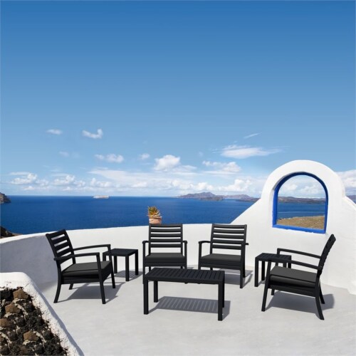 Siesta ISP004-BLA-CCH Artemis XL Outdoor Club Chair with Sunbrella Charcoal Cushion - Black - Perspective: bottom