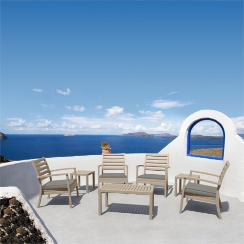 Siesta ISP004-DVR-CTA Artemis XL Outdoor Club Chair with Sunbrella Taupe Cushion - Taupe - s Perspective: bottom
