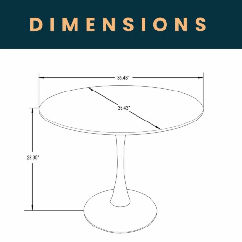 Leisuremod Bristol 31 Round Dining Table White Base with White Marbled Wood Top Perspective: bottom