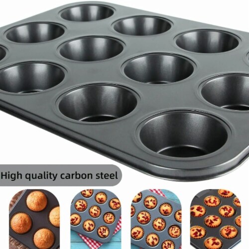 GoodCook 12-Cup Nonstick Steel Muffin and Cupcake Pan, Gray 