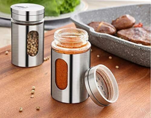 Kitcheniva Stainless Steel Salt And Pepper Shakers Set of 2 Perspective: bottom