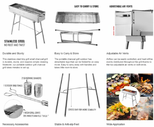 Kitcheniva Stainless Steel Charcoal Grill Perspective: bottom