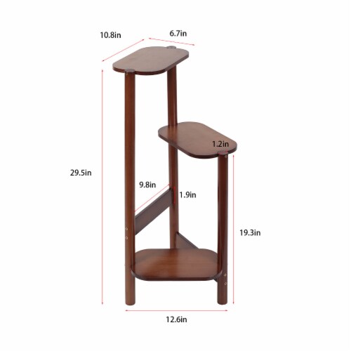 Kitcheniva Bamboo Corner Plant Stand Display Rack 3 Tier Nut Brown Perspective: bottom