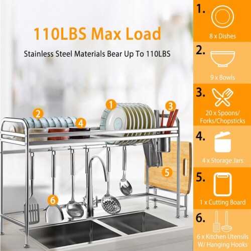 3, 4 Tier Stainless Steel, Dish Drying Rack Over the Sink