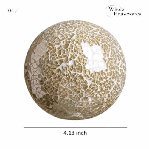 WHOLE HOUSEWARES | Glass Mosaic Orbs | Set of 3 | 4  Diameter | Black Silver Perspective: bottom