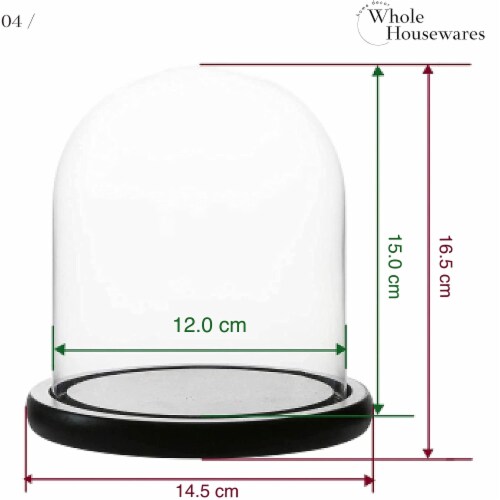 WHOLE HOUSEWARES 5.7 X6.5 X7.5  Glass Dome Cloche w/ Black MDF Base Perspective: bottom