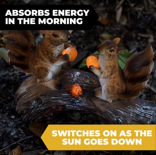 Dawhud Direct Squirrels on a Log Solar Powered Outdoor LED Garden Light Dawhud Direct Squirrels on a Log Solar Powered Outdoor LED Garden Light