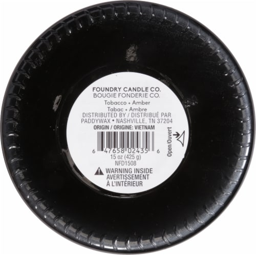 Foundry Candle Co. Tobacco + Amber Soy Wax Candle - Black Perspective: bottom