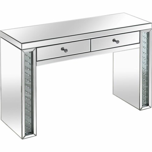 Diana Mirrored Console Table with Clear Mirrored Glass Perspective: bottom