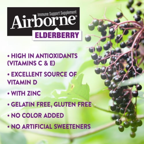 Airborne Elderberry Vitamin C D & E Immune Support Supplement Gummies Perspective: bottom