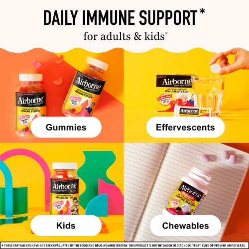 Airborne Immune Support Vitamin C Zesty Orange Gummies Perspective: bottom